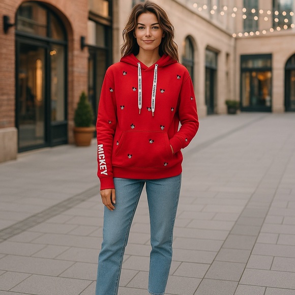 Disney Red Pullover‎ Sweater with Decorative Elements - Picture 1 of 5
